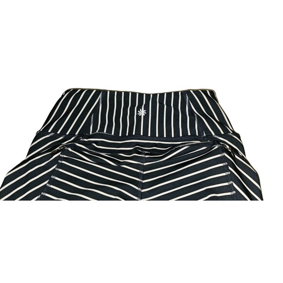 Athleta Womens Leggings Contender Powerlift 7/8 Pockets Navy Striped Yoga Gym XS - Picture 5 of 16